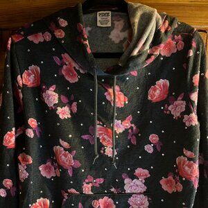 Victorias Secret PINK Hoodie Rhinestone Bling Vintage Y2k Flower